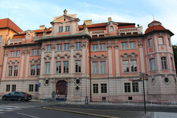 Fototapeta premium PRAGUE, Czech Republic - 28 July, 2017: Faust House or Mladotovsky palace, baroque palace building in the Charles´s square.