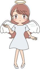 女性の天使のイラスト　全身