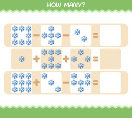 How many cartoon snowflake. Counting game. Educational game for pre shool years kids and toddlers