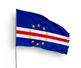 Cape Verde flag isolated on white background. close up waving flag of Cape Verde. flag symbols of Cape Verde. Concept of Cape Verde.