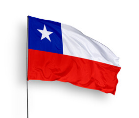 Chile flag isolated on white background. close up waving flag of Chile. flag symbols of Chile. Concept of Chile.