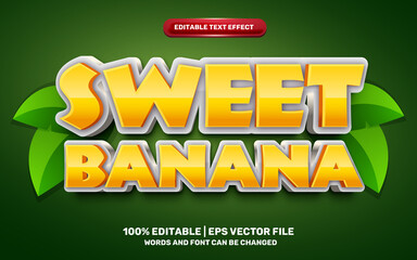 sweet banana cartoon comic style 3d editable text effect