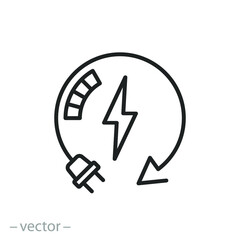 control energy consumption icon, reduction usage electricity, save smart meter, thin line symbol on white background - editable stroke vector illustration