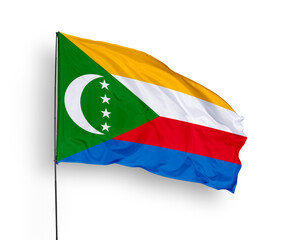 Comoros flag isolated on white background. close up waving flag of Comoros. flag symbols of Comoros. Concept of Comoros.