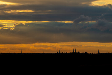 sunset over the city