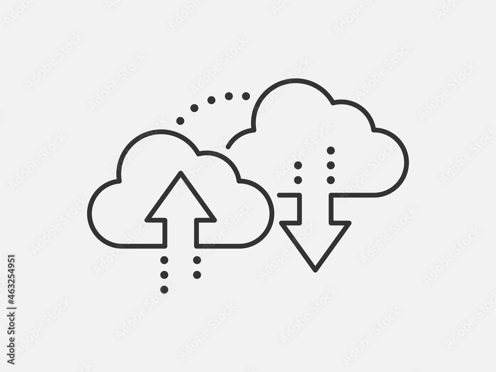 Poster technology icon vector cloud computing connection. big data global server. line design symbol.