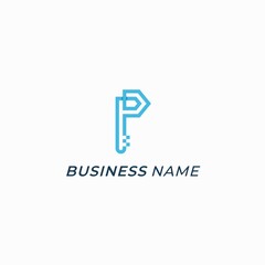 logo design home key and letter P