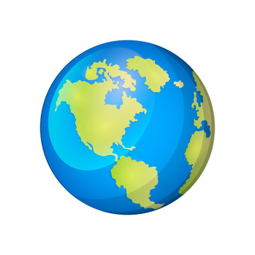 Cartoon globe model isolated on a white background. Model of the Earth for graphics, clipart etc.