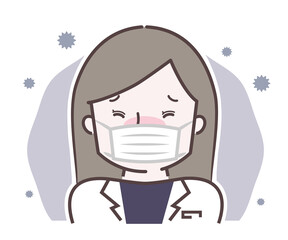体調不良の白衣の女性