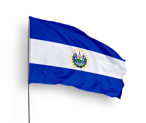 El Salvador flag isolated on white background. close up waving flag of El Salvador. flag symbols of El Salvador. Concept of El Salvador.