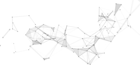 Technological white background from polygons and lines.Molecule structure and communication.Technology banner.3D illustration.