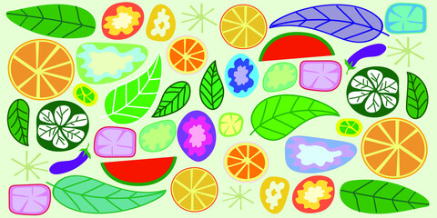 color fruit pattern hand drawn. vector illustration