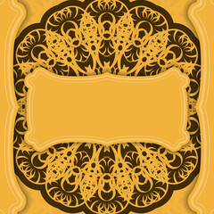 Yellow background with luxurious brown pattern and logo space