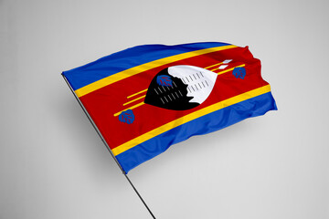 Swaziland flag isolated on white background. close up waving flag of Swaziland. flag symbols of Swaziland. Concept of Swaziland.
