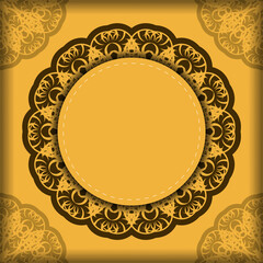 Greeting Brochure in yellow with Greek brown pattern for your brand.