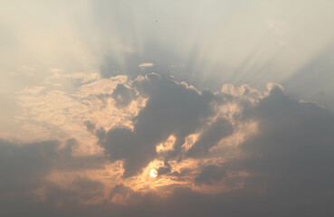 The evening sky during sunset texture background.