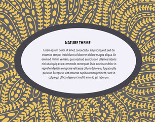 Beautiful greeting or invitation card with leaves pattern. Vector illustration.