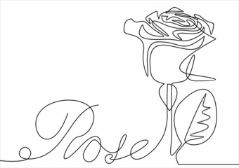 One line rose design. Hand drawn minimalism style vector illustration