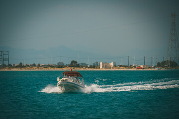 Fototapeta premium Travel around Greece yachts in Ionic Sea