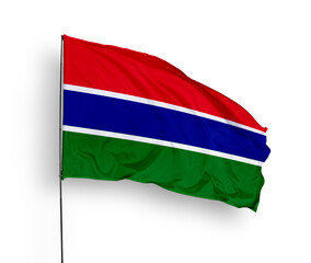 Gambia flag isolated on white background. close up waving flag of Gambia. flag symbols of Gambia. Concept of Gambia.