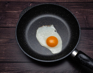 fried egg in a frying pan