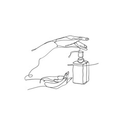 Obraz premium soap bottle pump illustration in continuous line drawing style