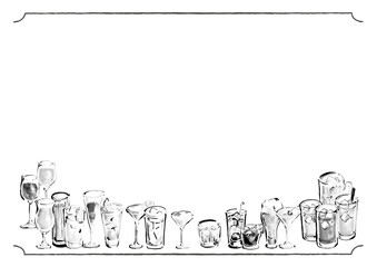 アルコール集合イラストPOP　コピースペースあり