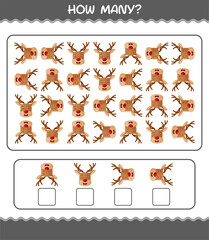 How many cartoon reindeer. Counting game. Educational game for pre shool years kids and toddlers