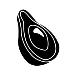 Black avocado icon. Flat vector illustration of avocado icon isolated on white background. Black silhouette half of a avocado.
