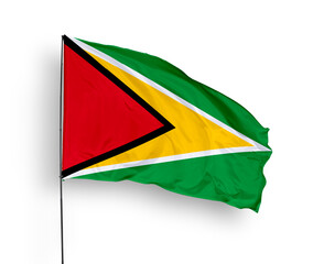 Guyana flag isolated on white background. close up waving flag of Guyana. flag symbols of Guyana. Concept of Guyana.