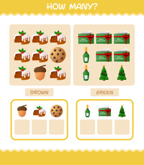 How many cartoon christmas. Counting game. Educational game for pre shool years kids and toddlers