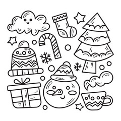 Doodle Pack of Winter Theme Illustration