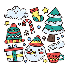 Doodle Collection of Winter Theme Illustration