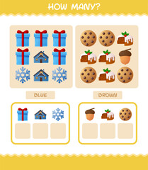 How many cartoon christmas. Counting game. Educational game for pre shool years kids and toddlers