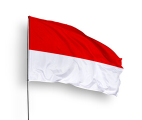 Indonesia flag isolated on white background. close up waving flag of Indonesia. flag symbols of Indonesia. Concept of Indonesia.