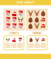 How many cartoon christmas. Counting game. Educational game for pre shool years kids and toddlers