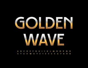 Vector premium Logo Golden Wave. Stylish Elegant Font. Modern Alphabet Letters and Numbers set