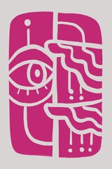 Modern design, unique pink illustration, art, postcard