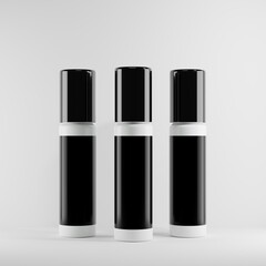 three white rollups with black cap front view  