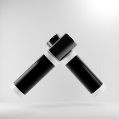 plastic rollups flying on white background 