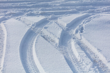Fototapeta na wymiar Snow on road in winter.