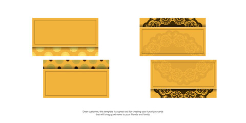 Business card in yellow with vintage brown pattern for your personality.