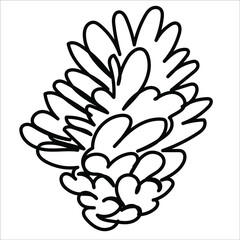 Pinecone in one line on a white background. The symbol of Christmas and New Year. Vector element for holiday cards and banners.