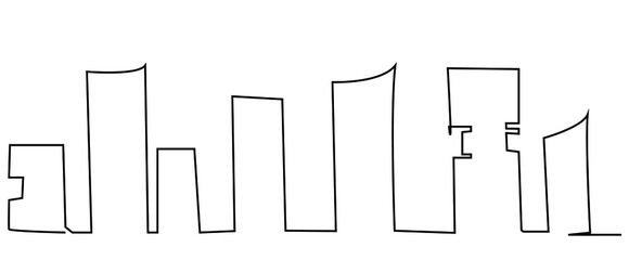 Megapolis one line on white background Outline big city. Black line on isolate. Stock vector illustration.