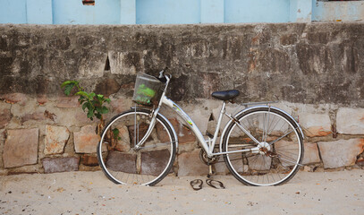 Fototapeta na wymiar Bicycle parking on beach in Phu Quoc Island, Vietnam