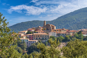 Fototapeta na wymiar Skyline Poggio, beautiful mountain village on the Island of Elba, Tuscan Archipelago, Tuscany, Italy