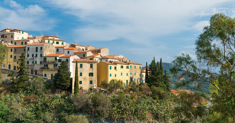 Skyline of Rio Nell`  Elba, the most beautiful village of Island of Elba, Tuscan Archipelago,...