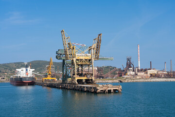 Fototapeta premium commercial harbour of Piombino, Tuscany, Italy