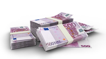 Stacks of Euro notes