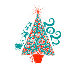 Abstract beautiful Christmas tree. flat spruce. Vector illustration